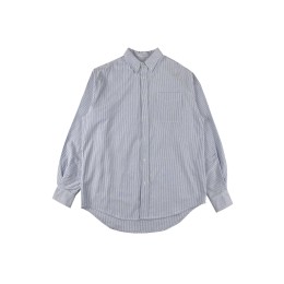 Customized loose striped long-sleeved shirt, buttoned shirt collar design, long front and short back style, left front chest pocket R424 Customized loose striped long-sleeved shirt, buttoned shirt collar design, long front and short back style, left front chest pocket R424